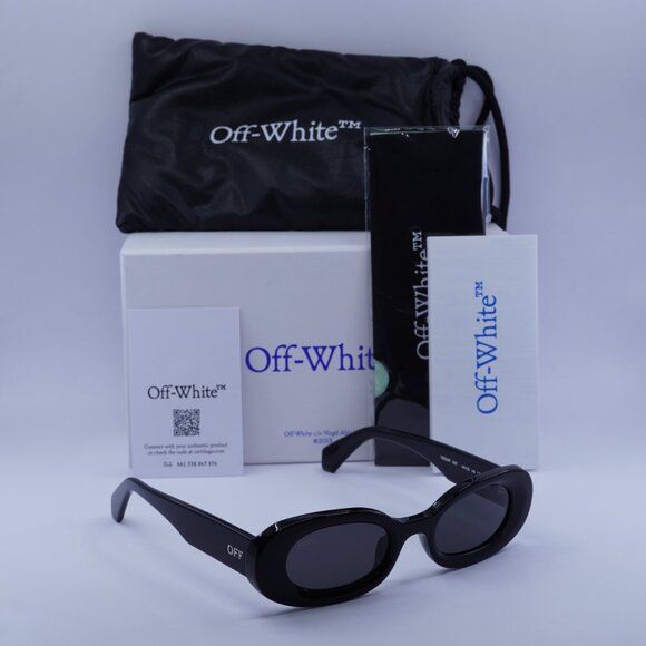 Off-White OERI087 AMALFI 1007 Oval Sunglasses – Black/Grey